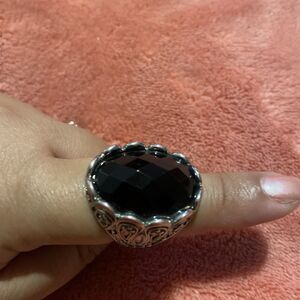 Estate Lot Black Silver Large Ring Size 9
